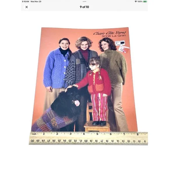 Classic Yarns 9008 La Gran Sweaters Vtg 70s 80s Knitting Bk Family & Dog Sweater - Picture 9 of 10